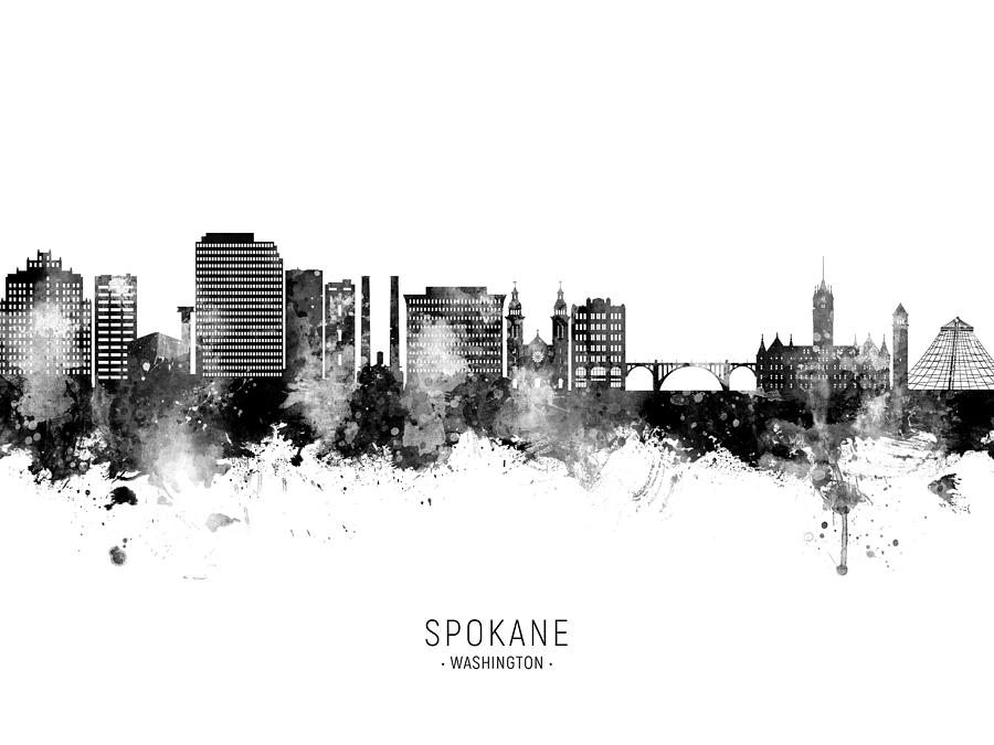 Spokane Washington Skyline #00 Digital Art by Michael Tompsett
