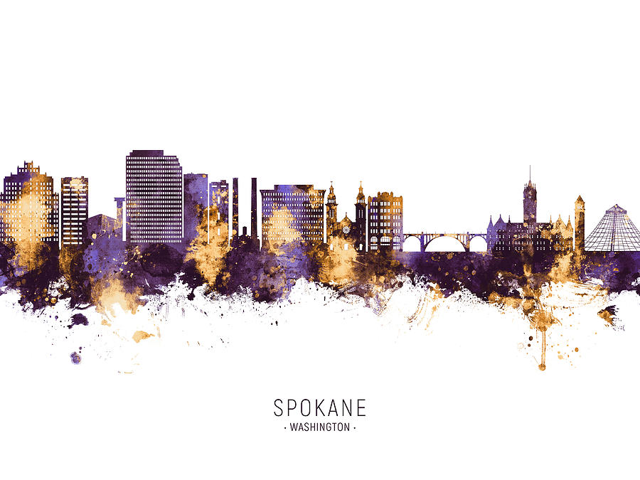 Spokane Washington Skyline #01 Digital Art by Michael Tompsett