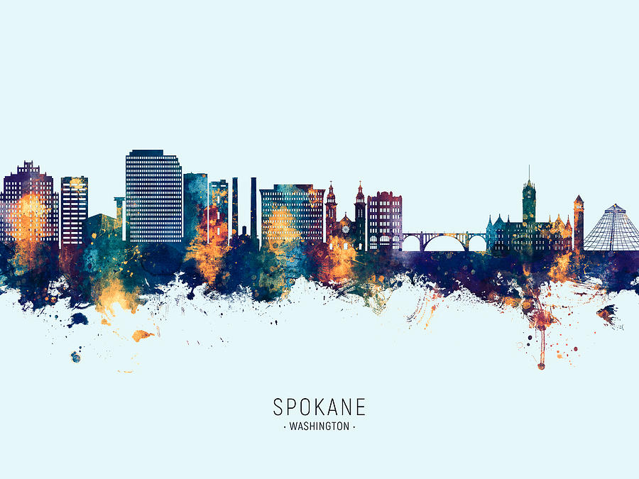 Spokane Washington Skyline #02 Digital Art by Michael Tompsett