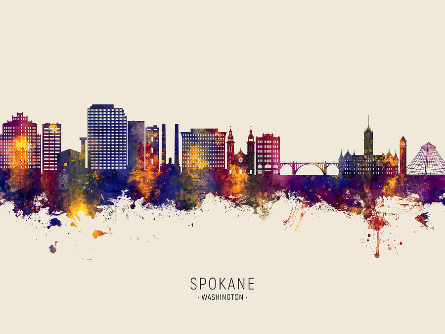 Spokane Washington Skyline #04 Digital Art by Michael Tompsett