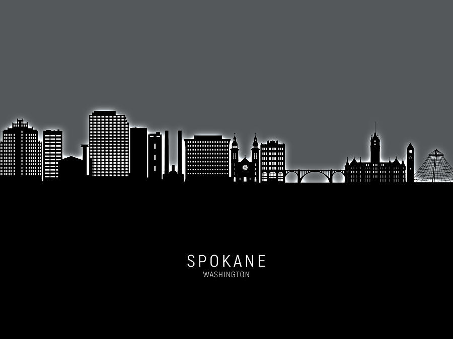 Spokane Washington Skyline #13 Digital Art by Michael Tompsett