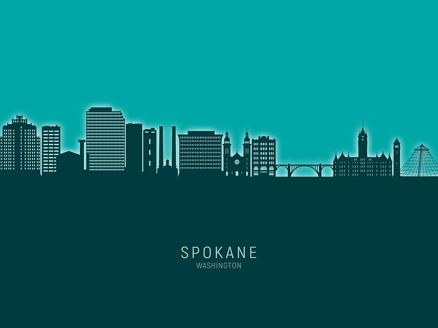 Spokane Washington Skyline #14 Digital Art by Michael Tompsett