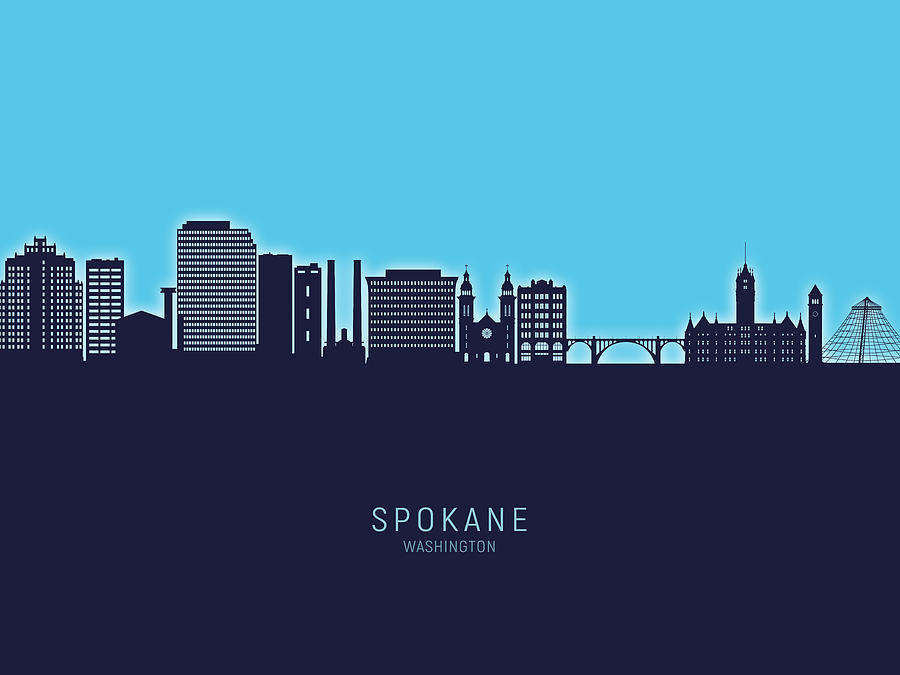 Spokane Washington Skyline #15 Digital Art by Michael Tompsett