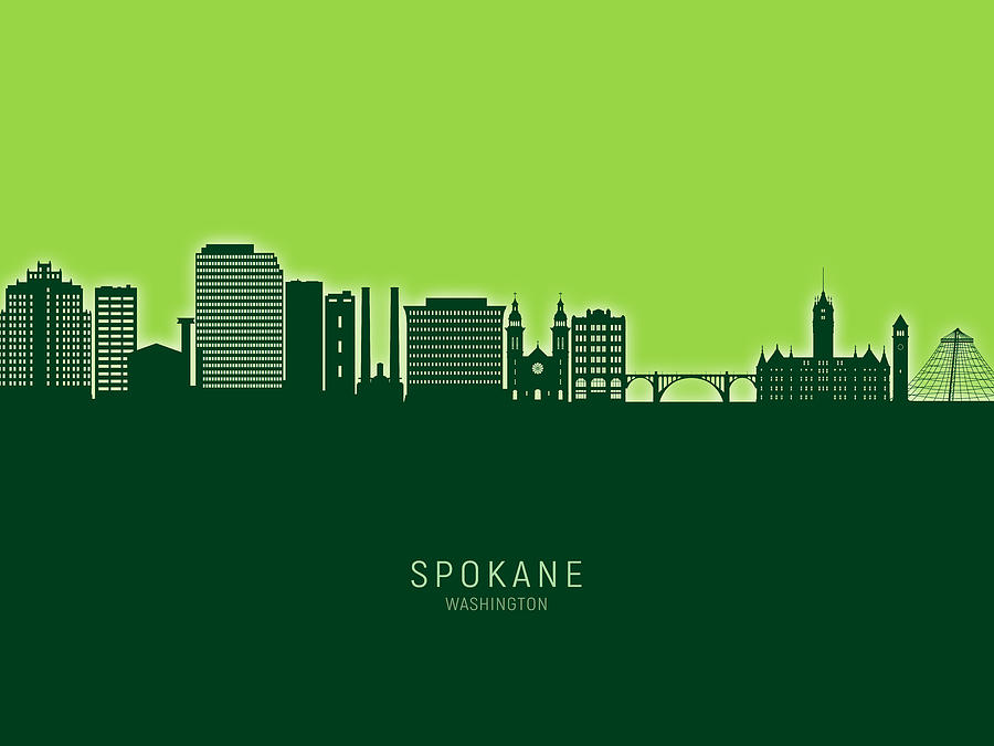Spokane Washington Skyline #16 Digital Art by Michael Tompsett