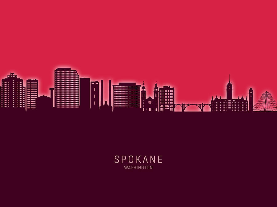 Spokane Washington Skyline #18 Digital Art by Michael Tompsett