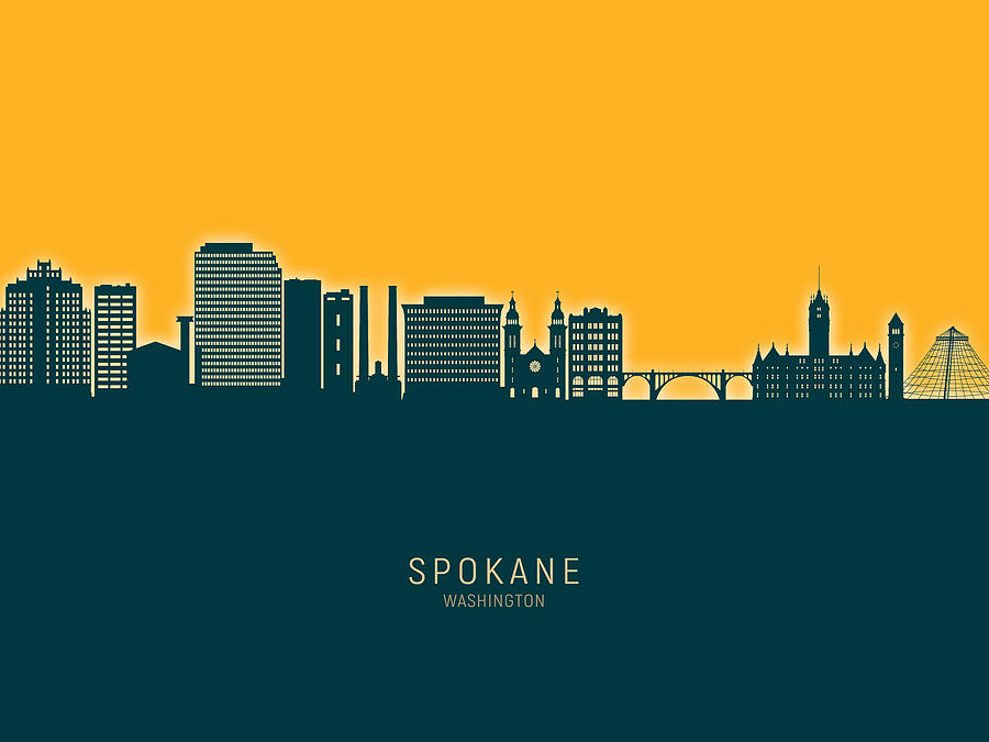 Spokane Washington Skyline #19 Digital Art by Michael Tompsett