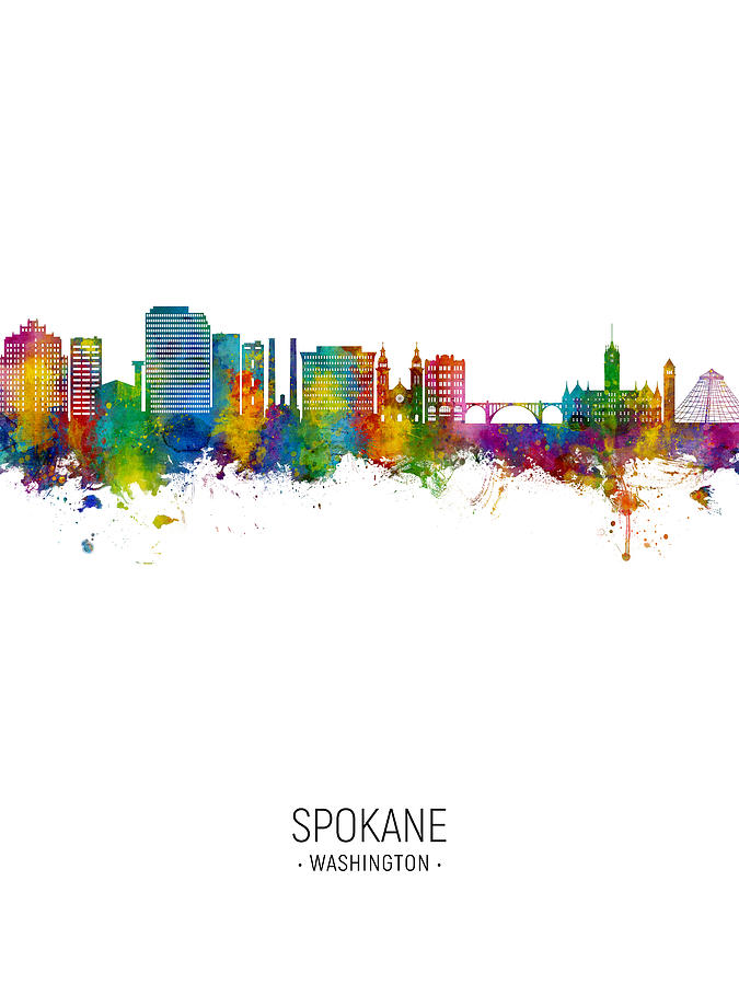 Spokane Washington Skyline #21 Digital Art by Michael Tompsett