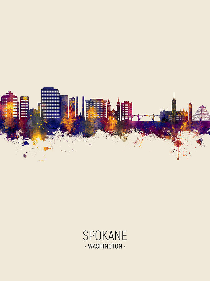 Spokane Washington Skyline #22 Digital Art by Michael Tompsett