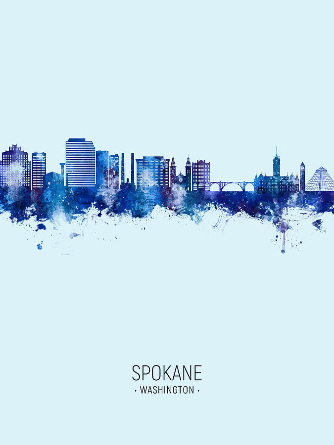 Spokane Washington Skyline #23 Digital Art by Michael Tompsett