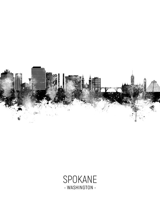 Spokane Washington Skyline #25 Digital Art by Michael Tompsett