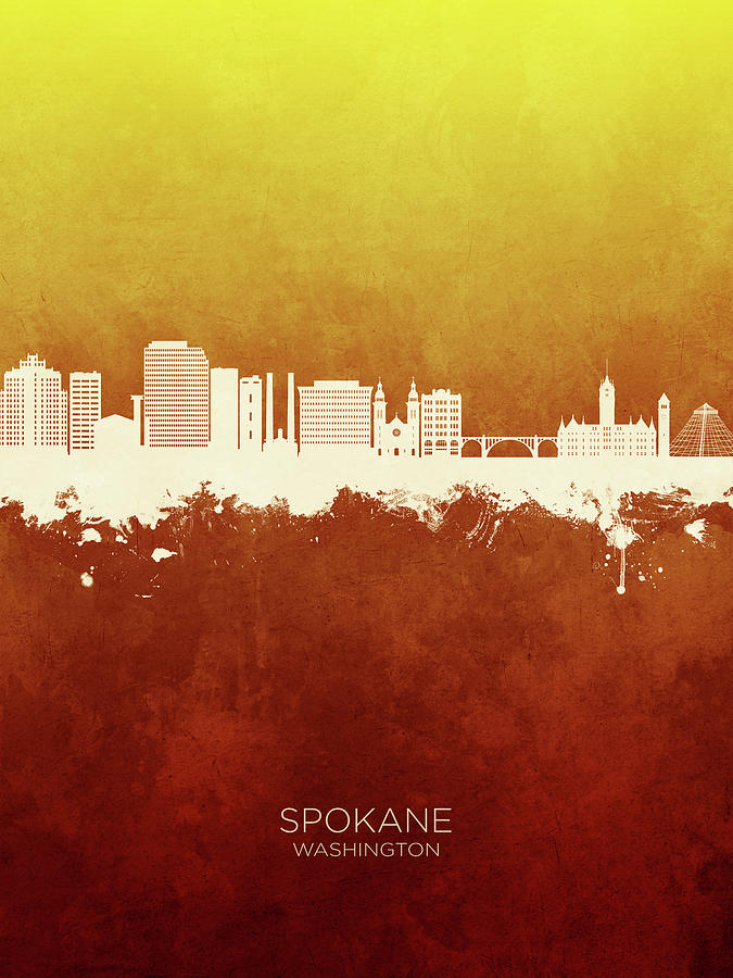 Spokane Washington Skyline #36 Digital Art by Michael Tompsett