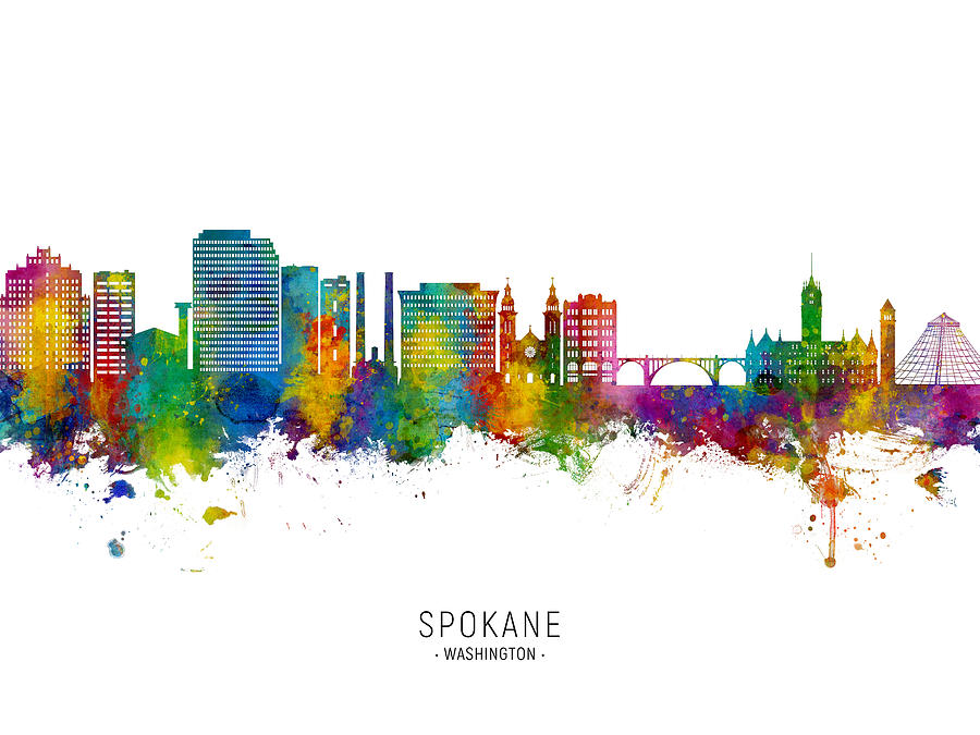 Spokane Washington Skyline #99 Digital Art by Michael Tompsett