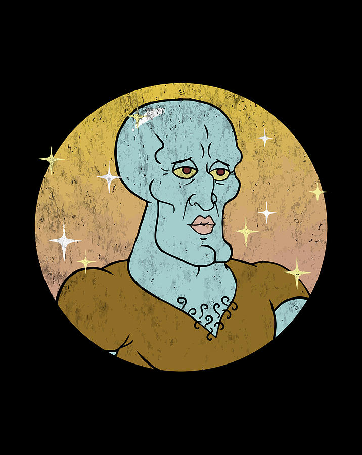 Spongebob Squarepants Handsome Squidward Portrait Digital Art by Jane ...