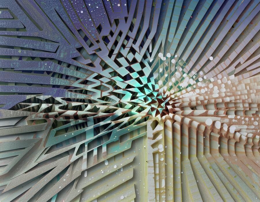 Dynamic Geometric Explosion Digital Art - Spontaneous Reassembly by Eris And AI