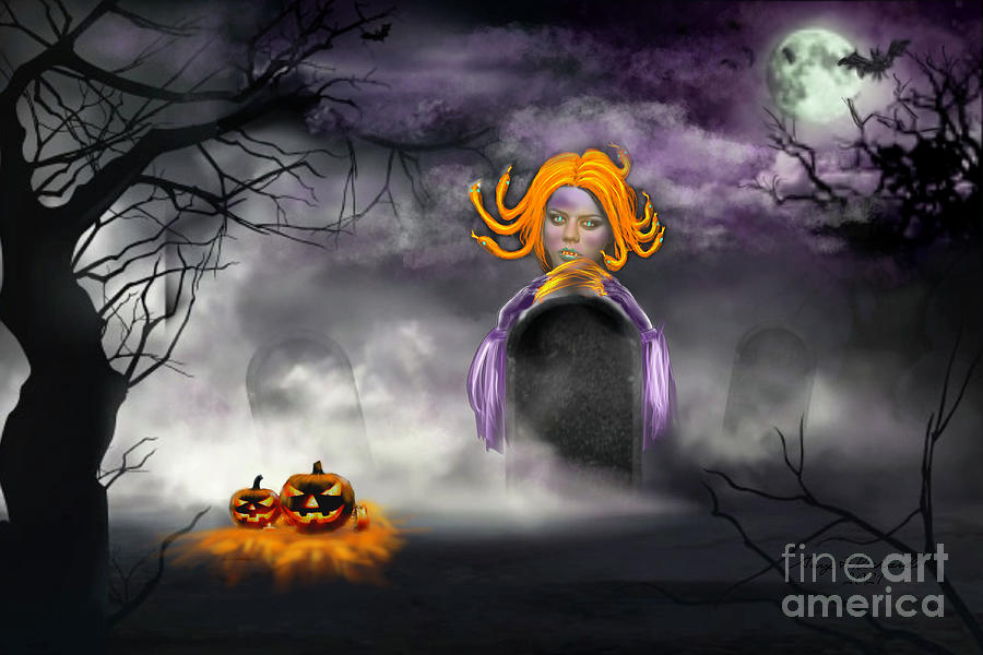 Spooked By Medusa Vampire Digital Art