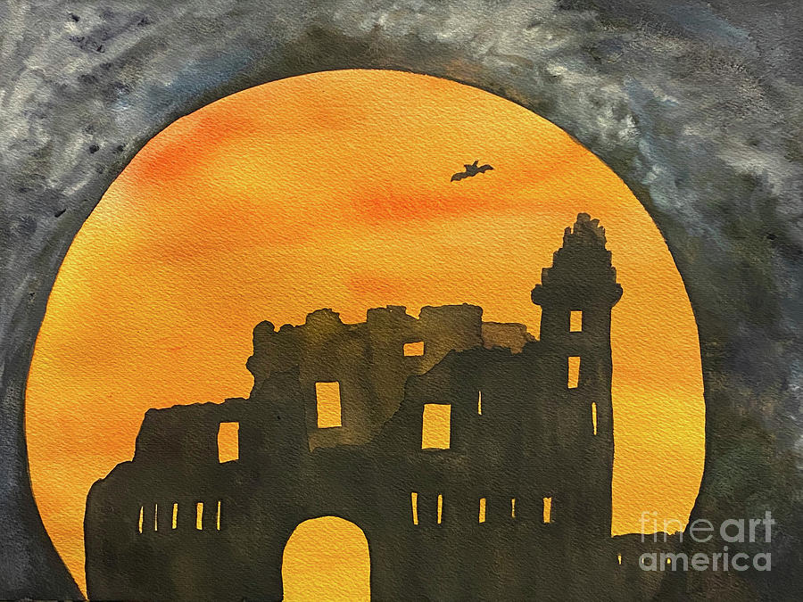 Spooky Castle Painting by Lisa Neuman