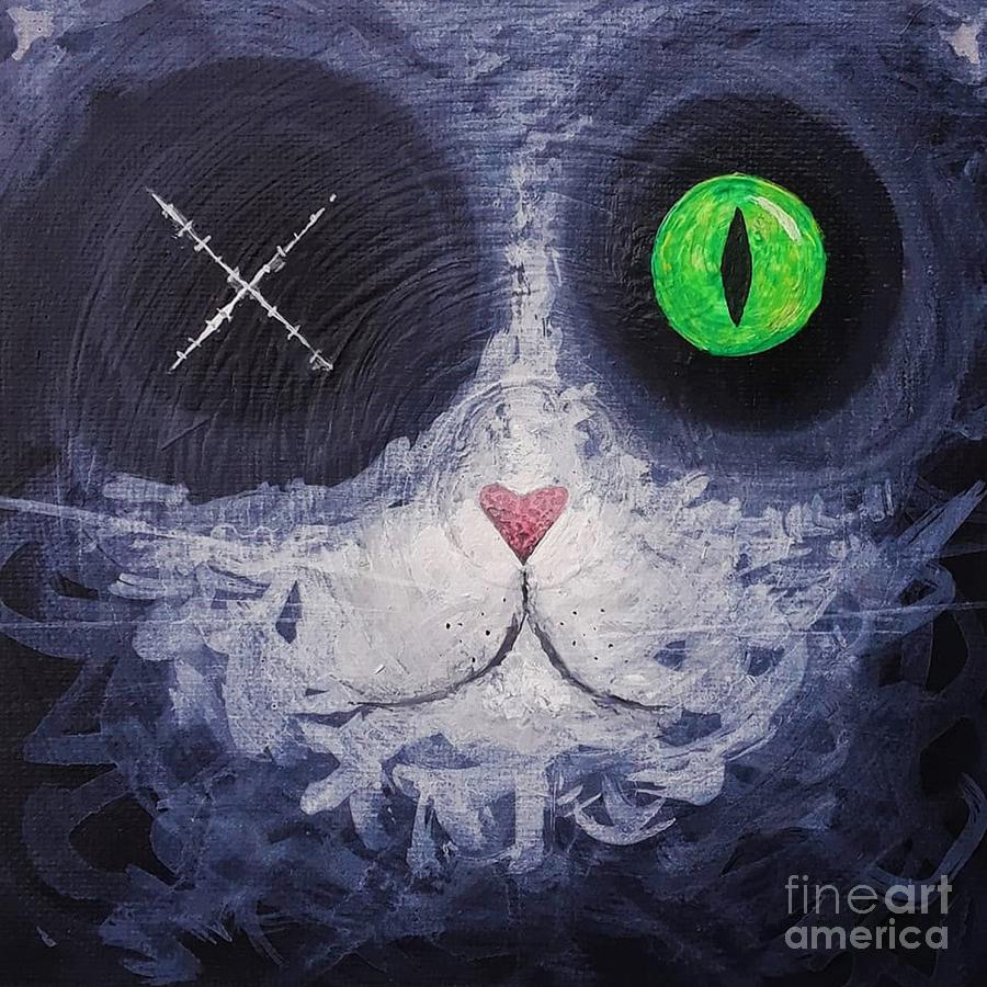 Spooky Cat Painting by April Reilly