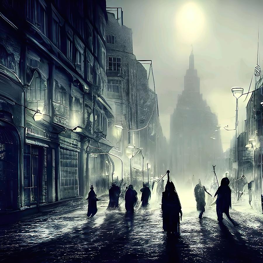 Spooky city Digital Art by Obsidian Art-X - Pixels