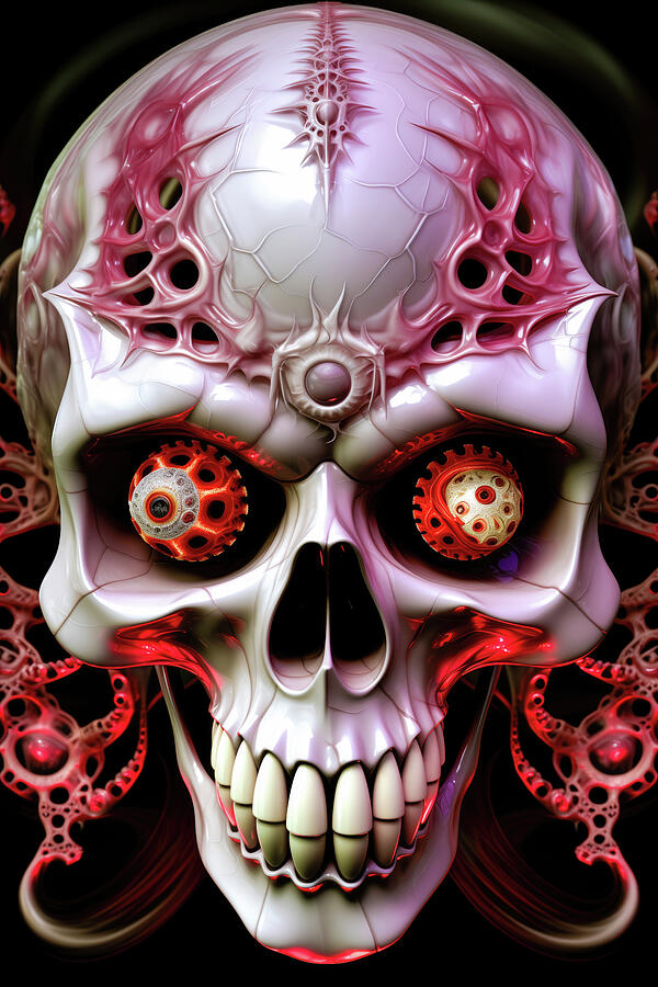 Spooky Fractal Skull 01 Digital Art by Matthias Hauser