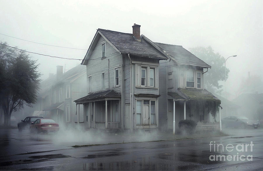 Spooky House In The Fog Digital Art by Michelle Meenawong