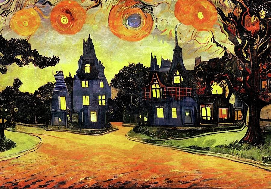 Spooky Street Digital Art by Ally White