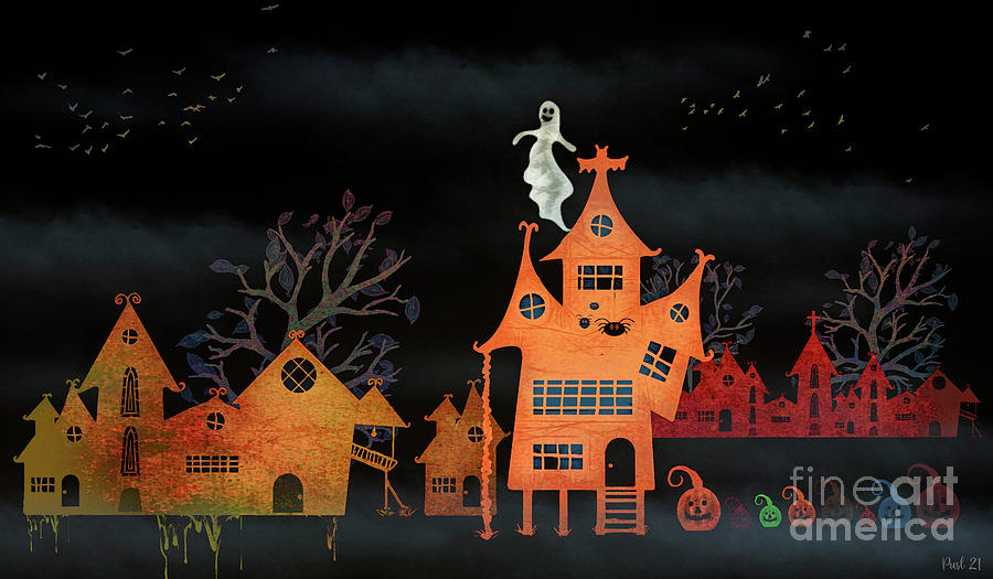 Spooky Town Digital Art by Jutta Maria Pusl