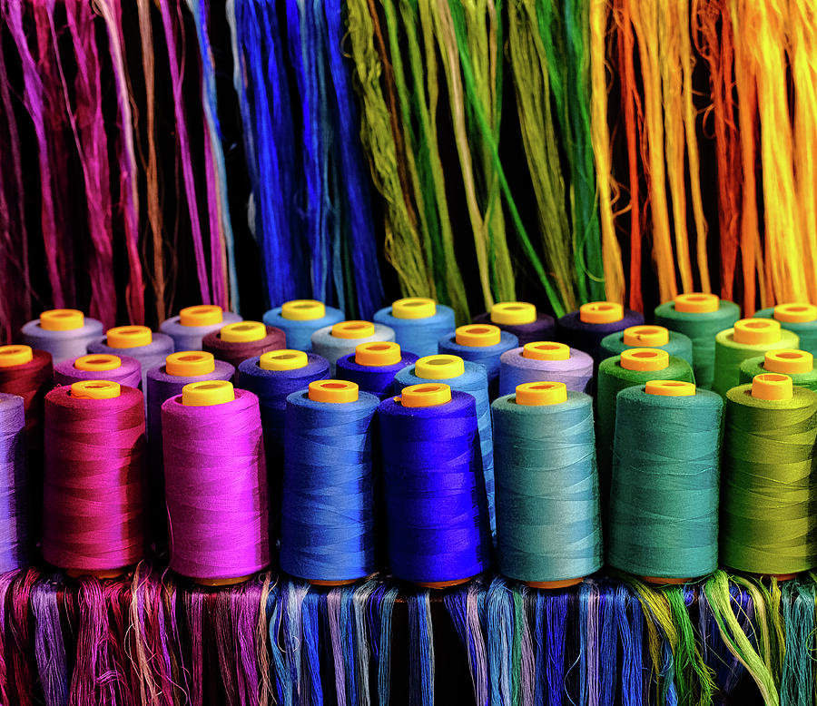 Pattern Photograph - Spools of Colorful Thread by Darryl Brooks