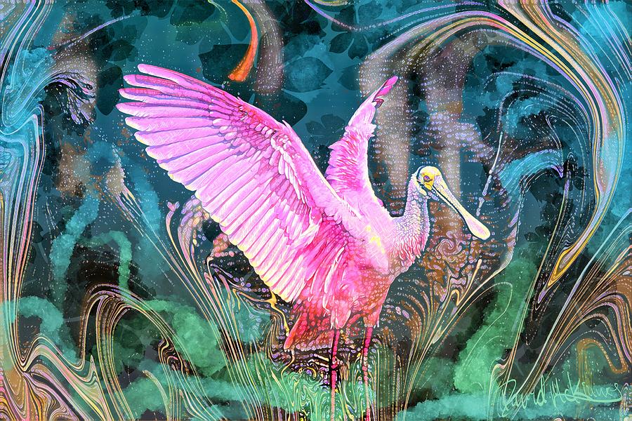 Roseate Spoonbill artwork01 Painting by David McKinney Roseate Spoonbill artwork01 Painting by David McKinney
