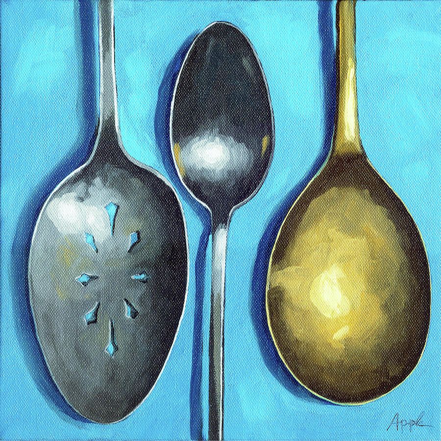 Spoons oil painting Painting by Linda Apple