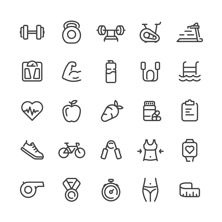 Sport and Fitness Icons Set Drawing by Magnilion