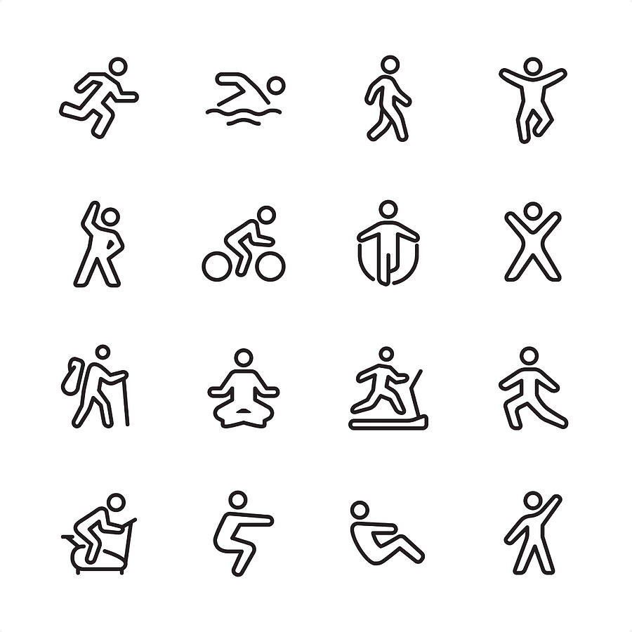 Sport and Fitness - outline icon set Drawing by Lushik