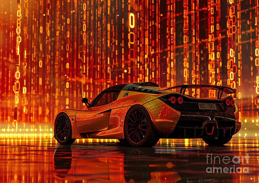 Sports Car Painting - Sport car binary code Lotus Elise Cup 260 by Lowell Harann