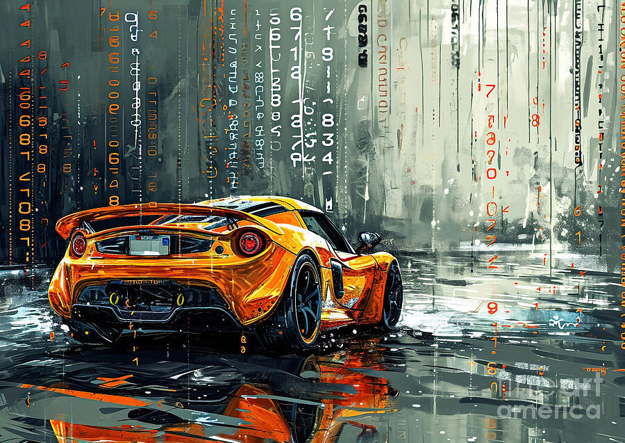 Abstract Painting - Sport car digital numbers Lotus Elise Cup 260 by Lowell Harann