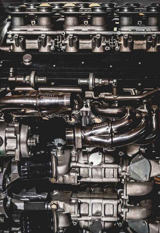 Sport Car Engine Hood Background Vertical Photograph by Luca Lorenzelli