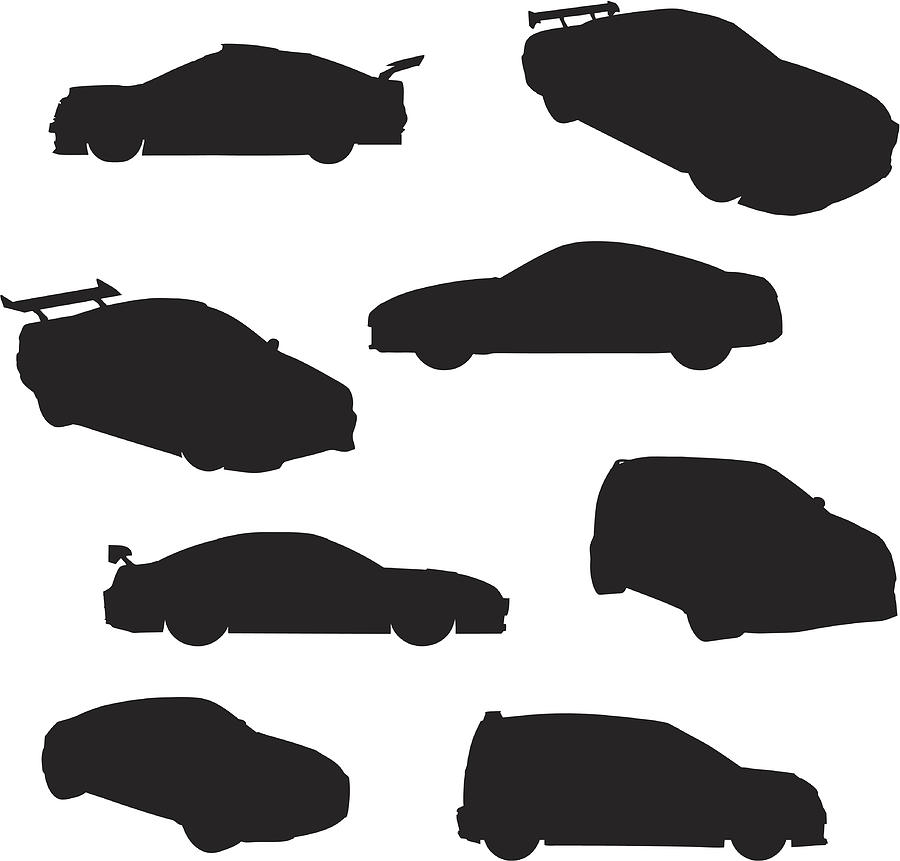 Sport Cars Silhouette Collection (vector+jpg) Drawing by Hypergon