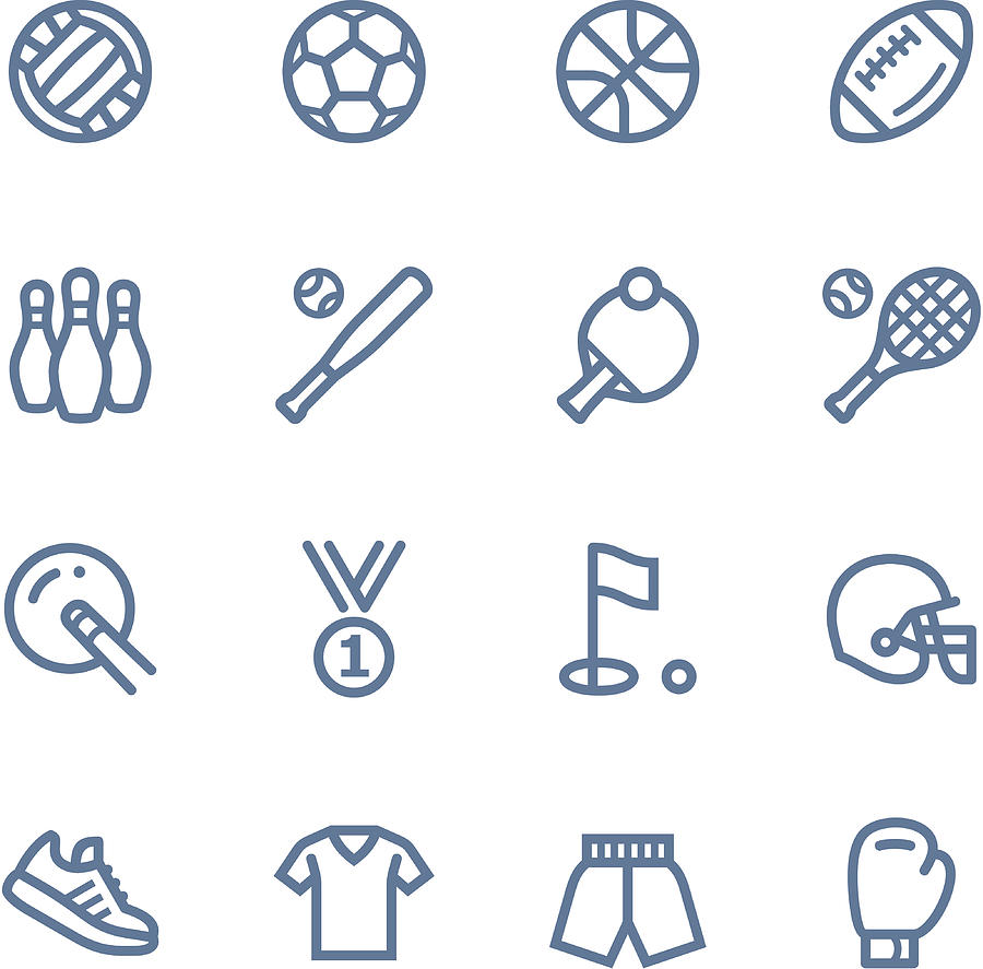 Sport line icons Drawing by Steppeua