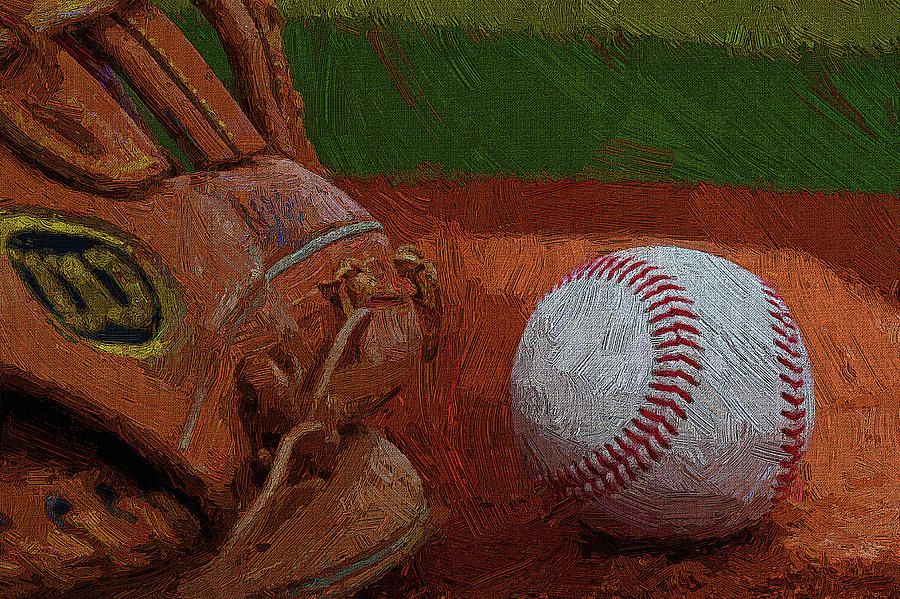 Sports Art Work of a Baseball Still Life Digitally Created Oil Painting On a Photograph. Digital Art by Jan Blaustein Pixels
