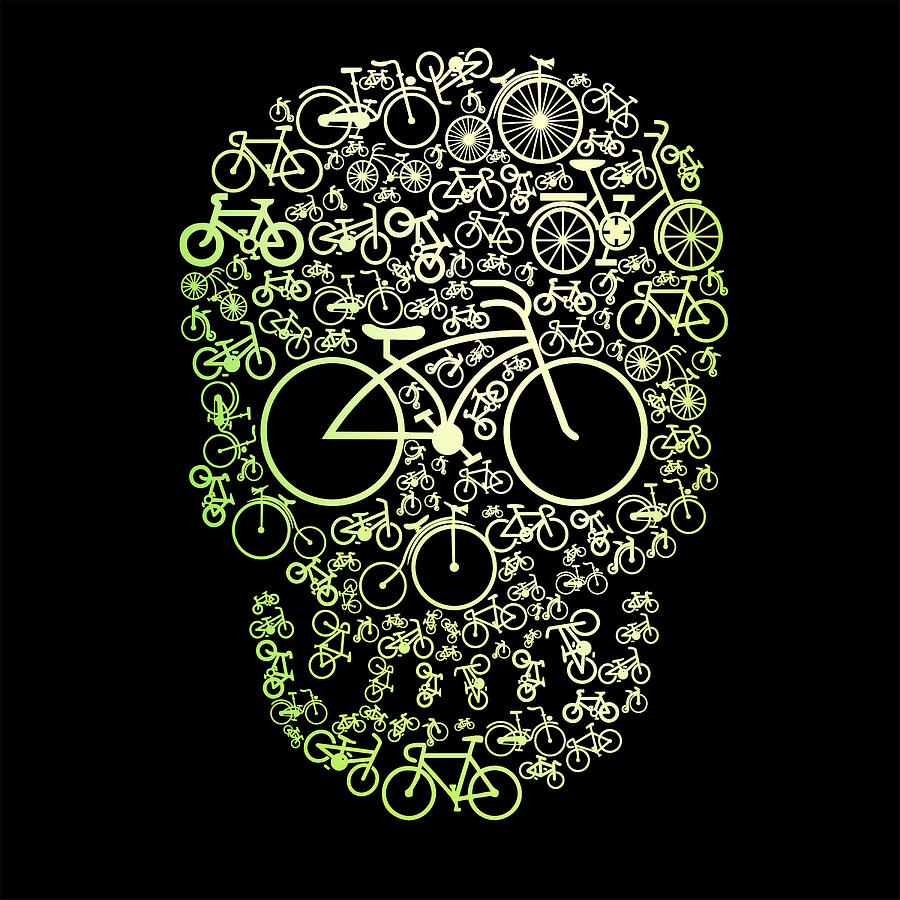 Sports Bicycling And Cycling Funny Bicycle Sugar Skull T-Shirt Rubino Painting by Tony Rubino