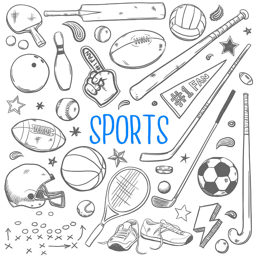 Sports Doodles Vector Illustration Drawing by Enjoynz