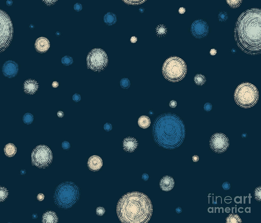 Spots Dots and Circles in Navy Blue Background Digital Art by Patricia Awapara