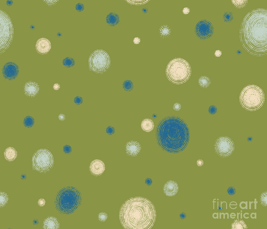 Spots Dots and Circles in Olive Green Drawing by Patricia Awapara