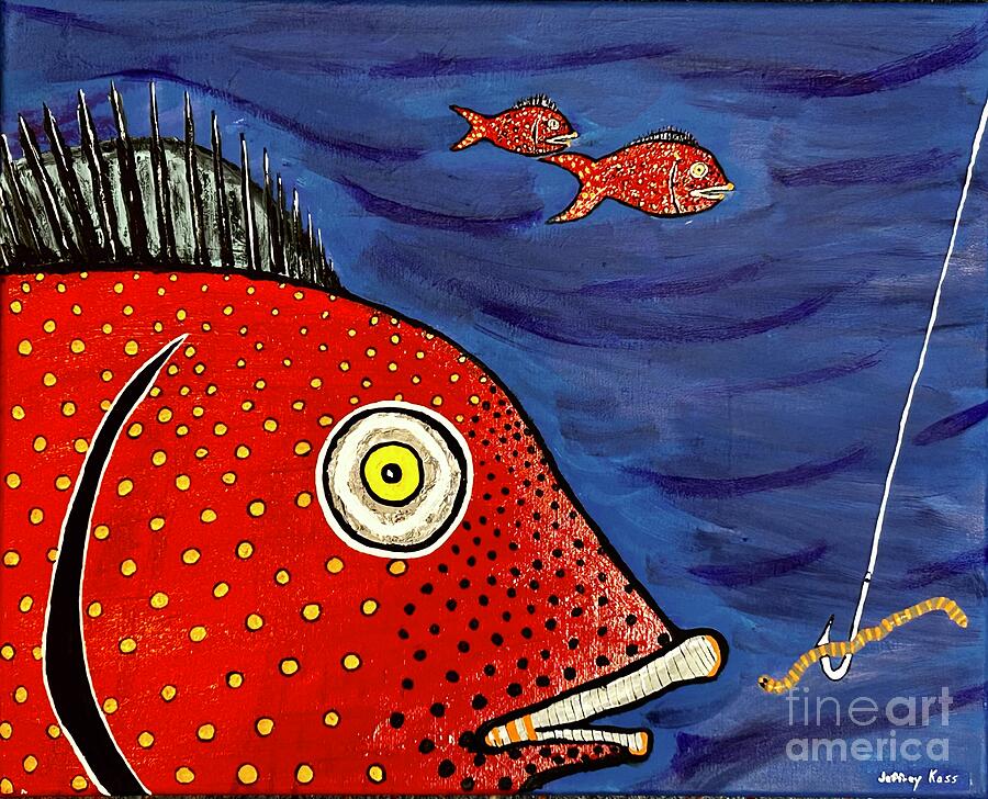 Spotted Red Fish After The Bait . Painting by Jeffrey Koss