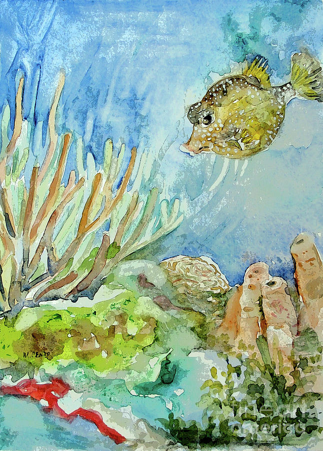 Spotted Trunk Fish Painting by Mafalda Cento