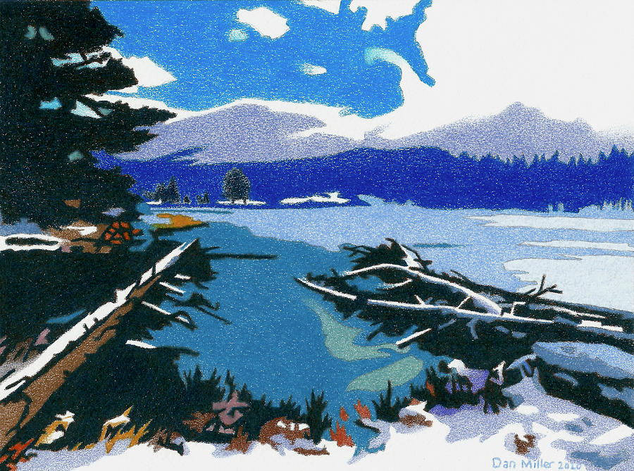 Sprague Lake Winter Drawing by Dan Miller