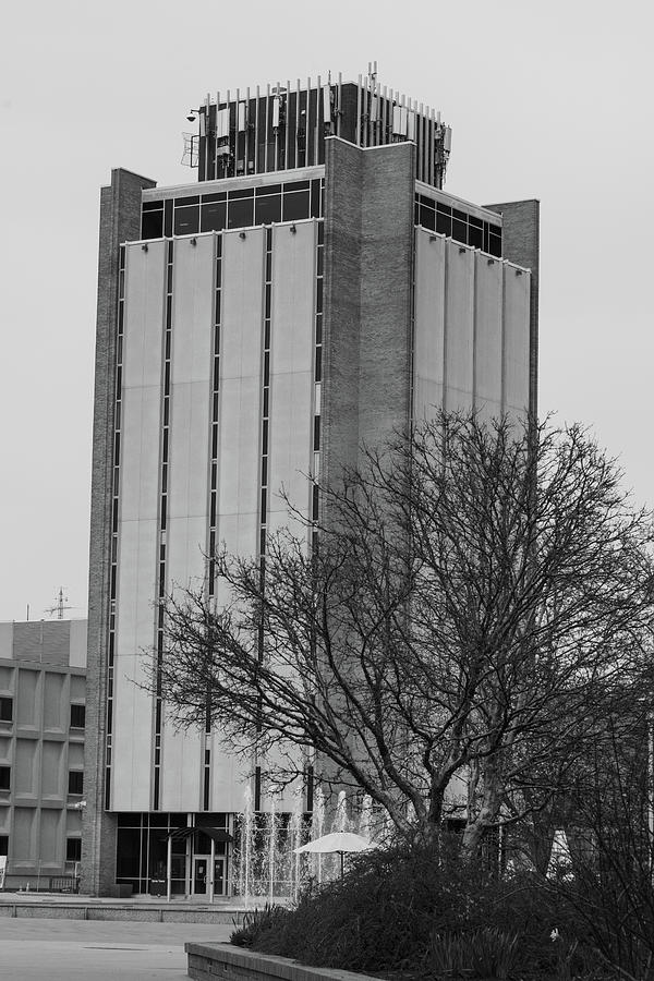 Sprau Tower at Western Michigan University in black and white Photograph by Eldon McGraw