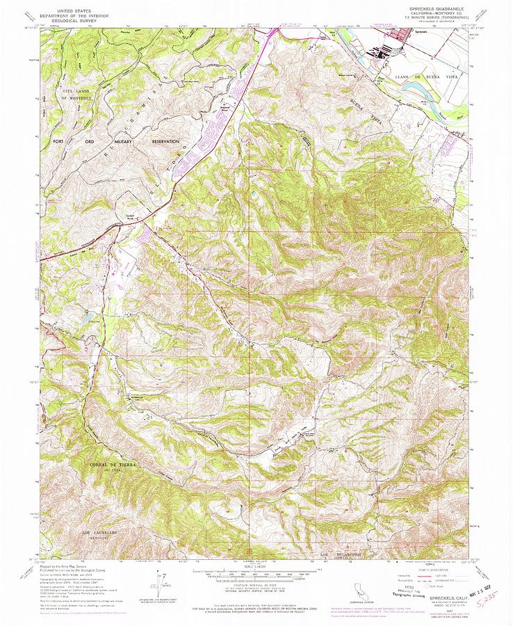 Spreckels CA from 1947 Vintage Map High Quality Mixed Media by Vintage