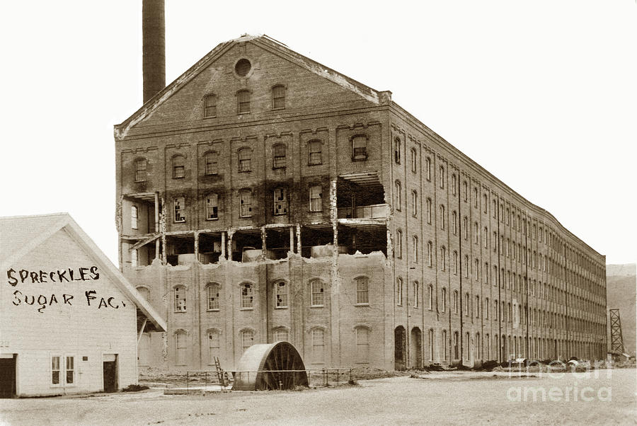 Factory Photograph - Spreckels Sugar Factory Spreckels, California After the 1906 Earthquake by Monterey County Historical Society