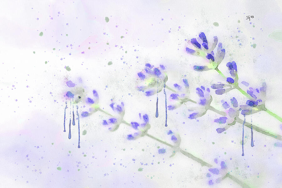 Sprigs of Lavender Botanical Watercolor Painting Digital Art by Shelli Fitzpatrick
