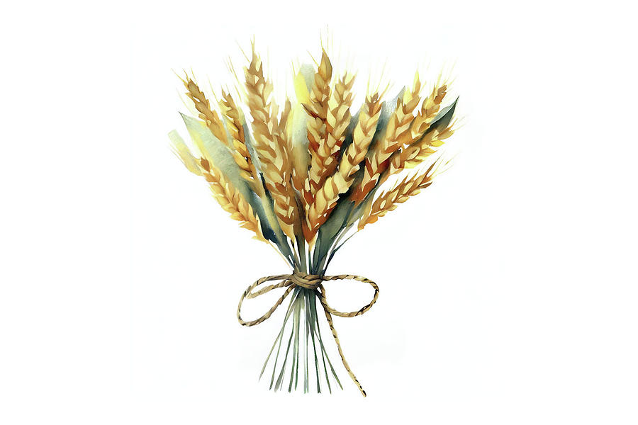 Sprigs of Wheat Tied with a Rope Digital Art by Alison Frank