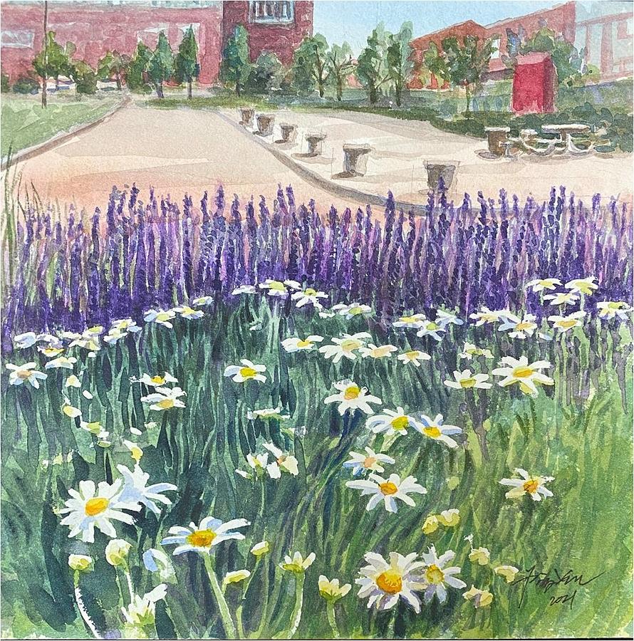 Spring in WUSM Painting by Ping Yan